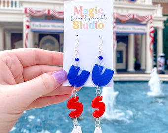 3D Printed USA Patriotic Earrings, Hypoallergenic