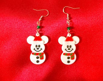 Mickey Mouse Snowman Earrings | 3D Printed Christmas Earrings