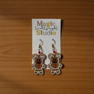 Gingerbread Mickey Mouse Earrings | 3D Printed Christmas Jewelry afbeelding 9