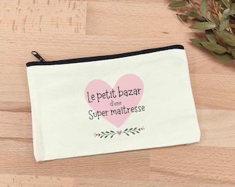 Pochette personnalisée, trousse personnalisée, avec prénom, cadeau maîtresse, cadeau ATSEM, cadeau maman, cadeau nounou