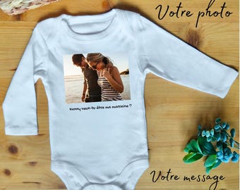 Body bebê personalizado com foto e frase, presente bebê personalizado, body manga longa personalizado, body personalizado