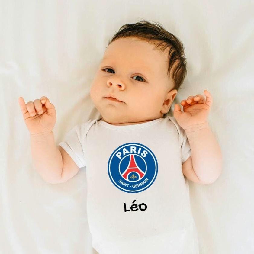 Body personalizado do PSG, Paris Saint Germain, com nome, ideia de presente de nascimento, PSG