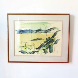 Bermuda Cove - Original Watercolor Painting by Alfred Birdsey - 1960s - Impressionist