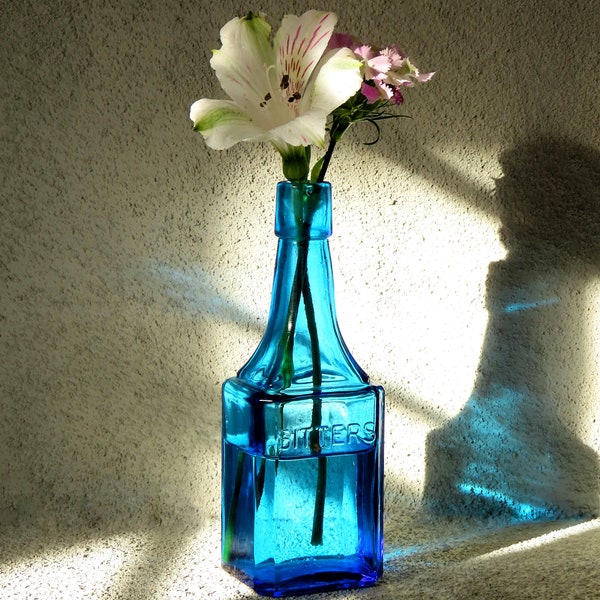 Vintage Wheaton Glass Blue Bitters Bottle