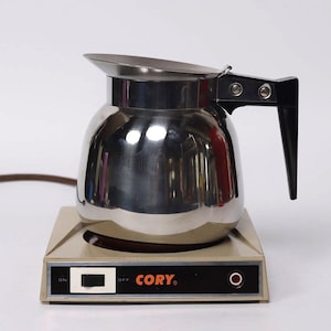 1970s Stainless Steel Coffee Pot and Warmer from Cory - Vintage