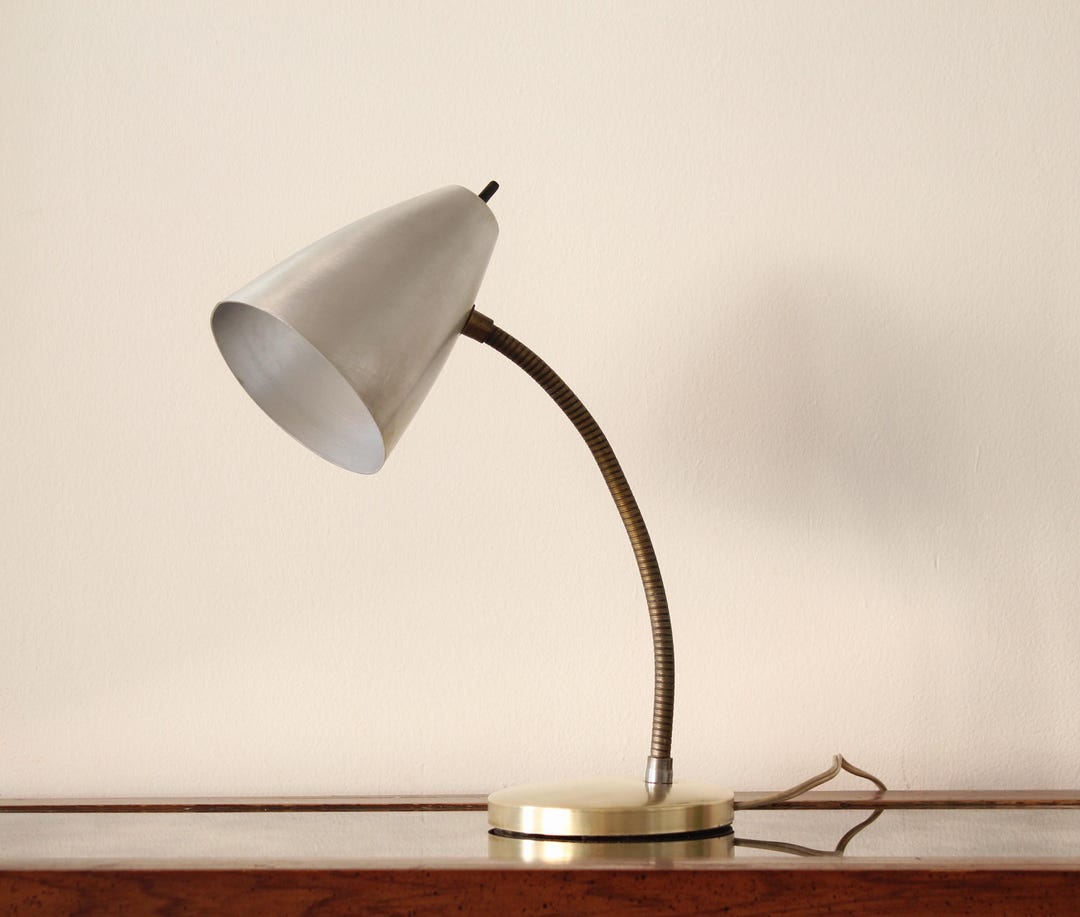 1950s Mid Century Metal Table Lamp - Vintage Lighting - Etsy
