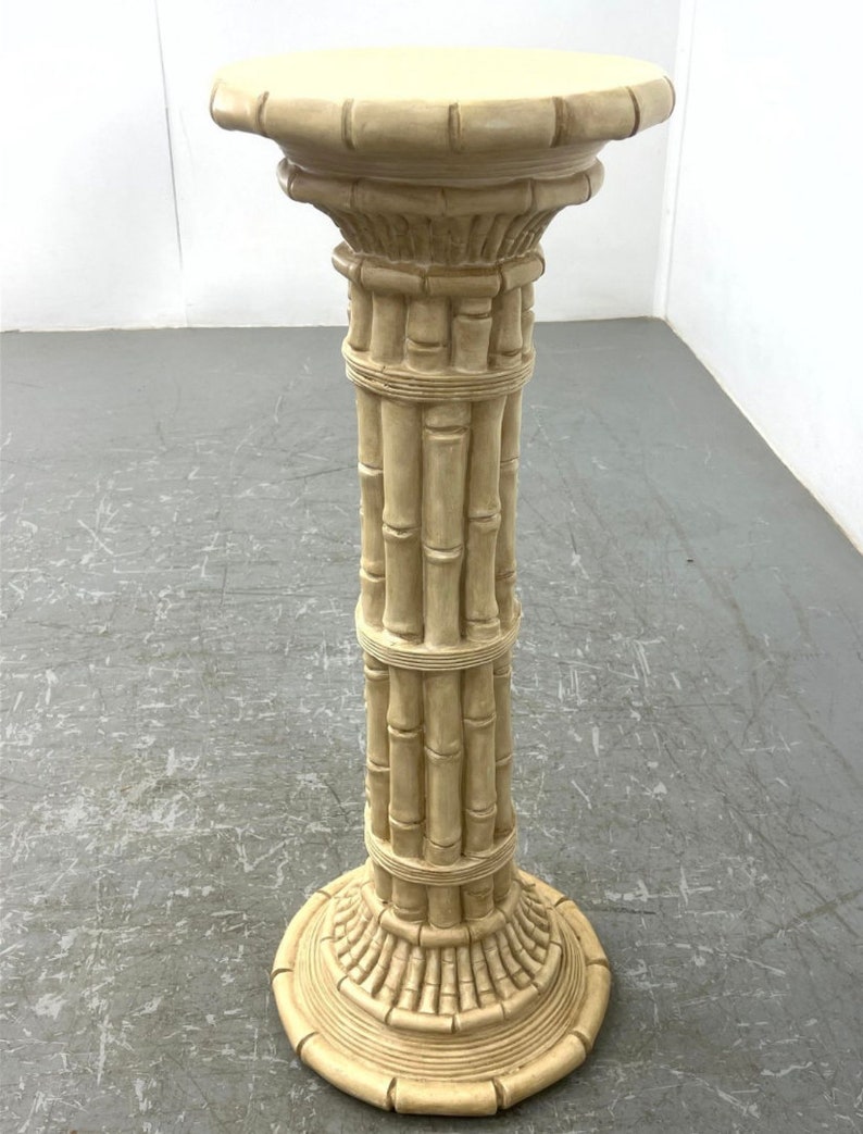 Curated visual reference: Visual Reference: Faux Bamboo Pedestal Plaster 1970S Vintage Plant Stand