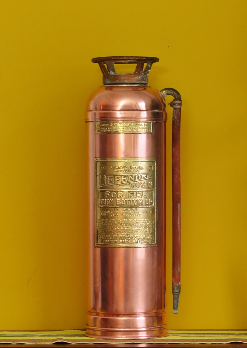 Vintage Copper and Brass Fire Extinguisher 1940s Schwartz Etsy
