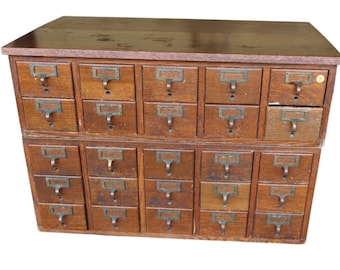 Antique Library Card File Cabinet - 1940s