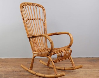 1960s Franco Albini Rattan Rocking Chair - Mid Century