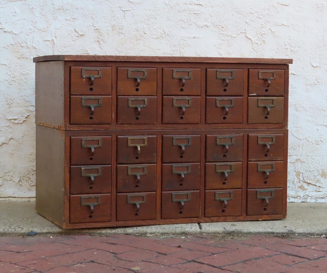 Antique Library Card File Cabinet - 1940s - Etsy