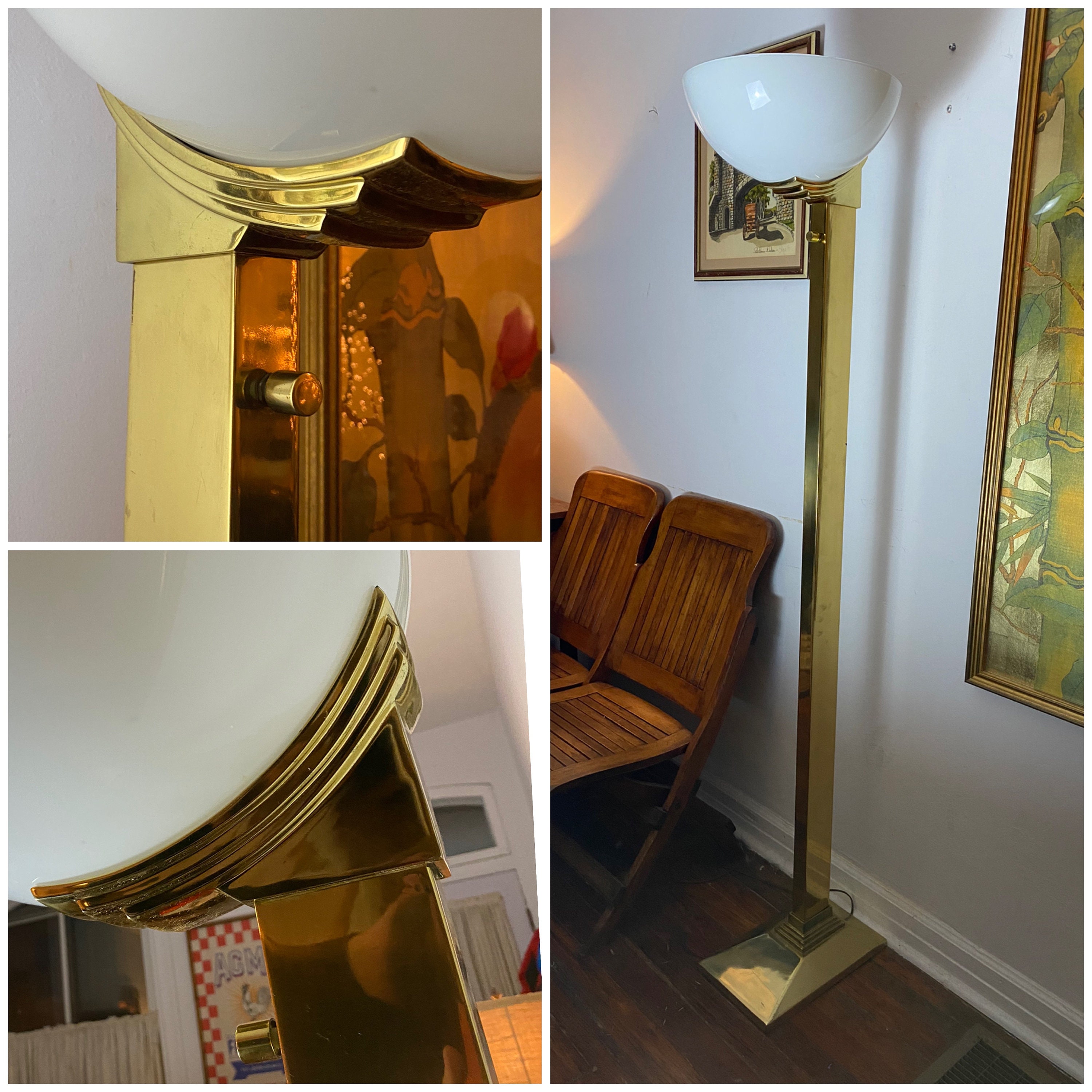 Art Deco Gold Torchiere Floor Lamp 1950s Floor Lamp - Etsy