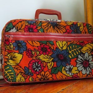 Vintage Floral Overnight Suitcase - 1960s Vintage Luggage