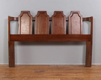 1960s Kent Coffey ‘Marquee Modern” Sculpted Walnut Headboard - Queen