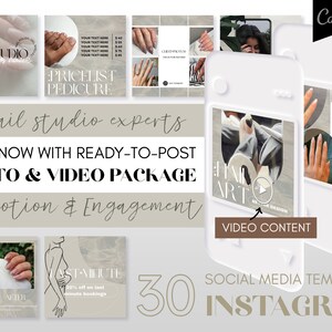Salon Owner Video & Photo Content Brown Nail Technician Instagram Post Templates, Nail Studio Instagram Posts
