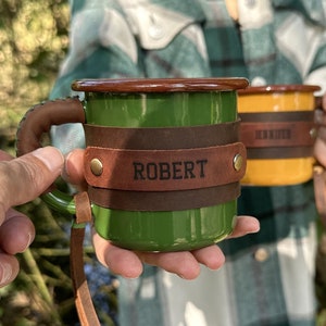 Father&#39;s Day, Gift For Dad, Camping Mug, Personalized Gift, Outdoor Mug, Gift For Boyfriend, Stainless Steel, Birthday Gift, Leather