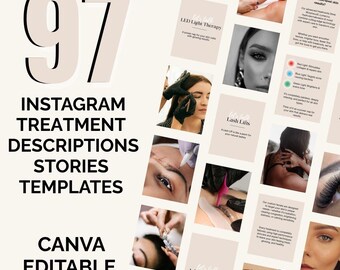 Salon Instagram Story Templates: Beauty Treatment Descriptions, Canva Editable (Digital Download
