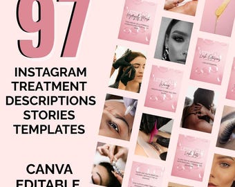 Beauty Salon Instagram Templates: Pre-Written Treatment Descriptions (Canva Editable Digital Download)