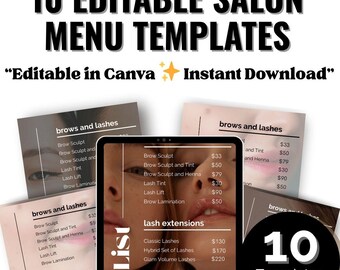 Salon Price List Templates: Editable Canva Beauty Business Social Media (Digital Download)