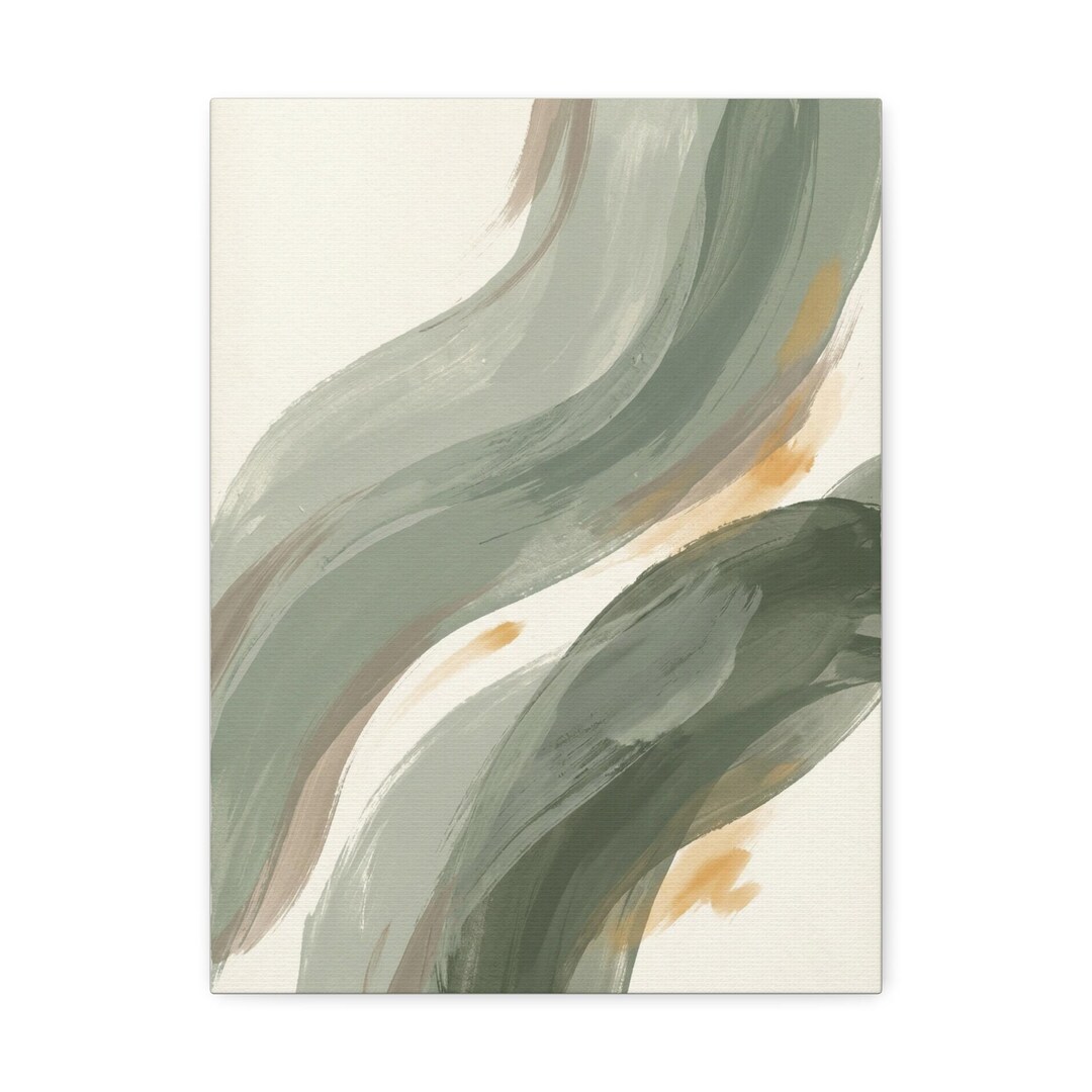 Sage Green Abstract Canvas Wall Art, Organic Shapes, Modern Boho Decor ...