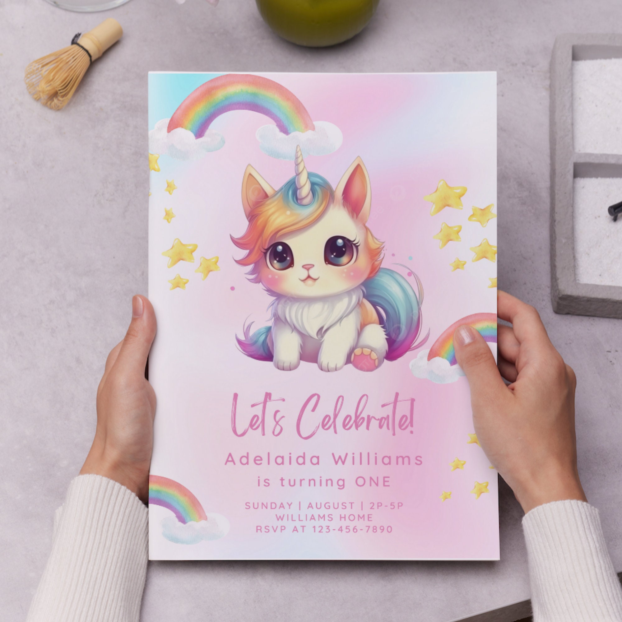 Editable Caticorn Birthday Invitation, Printable Caticorn Birthday ...