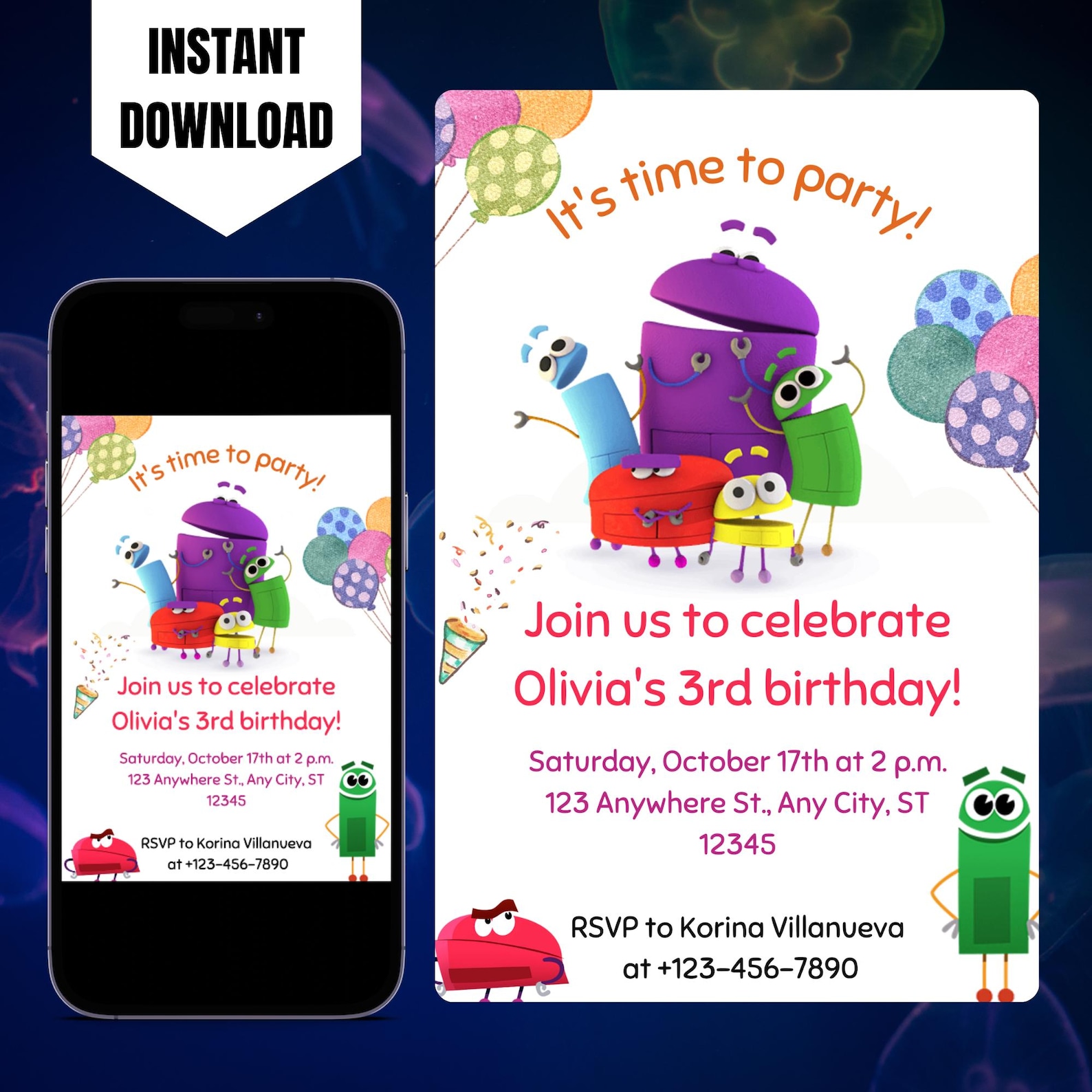 Storybots Birthday Invitation: Editable Party Invite Template - Etsy