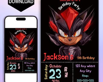 Shadow the Hedgehog Birthday Invitation: Editable Sonic 3 Template (Digital Download)