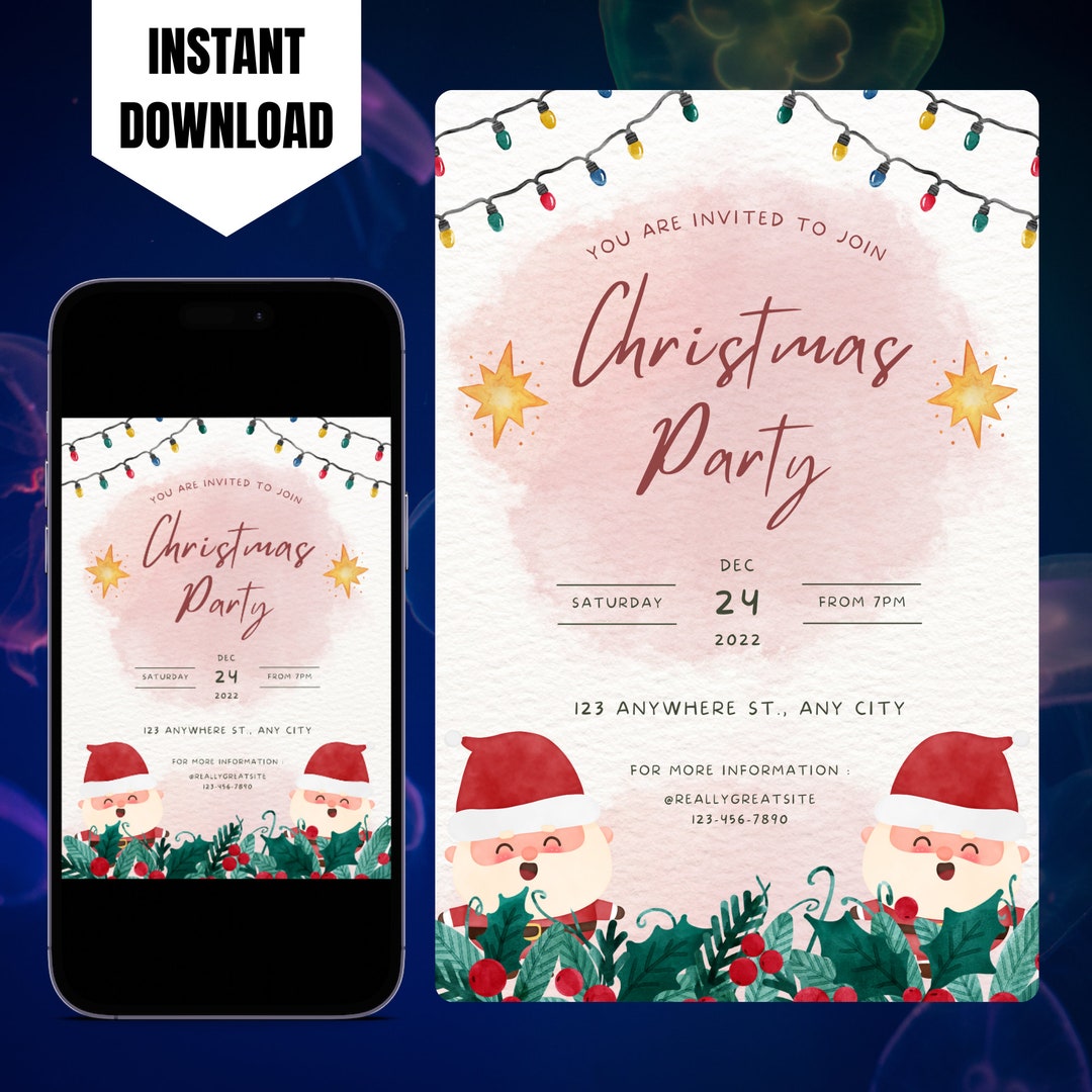 Editable Office Christmas Party Invitation, Printable Work Christmas ...