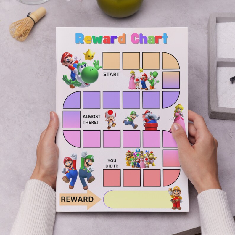 Super Mario Reward Chart, Printable Mario Behavior Chart, Digital Super ...
