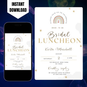 Editable Bridal Luncheon Invitation Template, Printable Bridal Lunch Invite, Digital Bridal Luncheon Invite Instant Download Canva