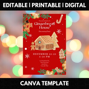 Editable Gingerbread House Invitation, Printable Gingerbread House ...