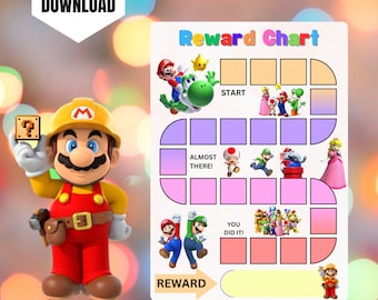 Super Mario Reward Chart, Printable Mario Behavior Chart, Digital Super Mario Reward Chore Chart, Daily Chore Chart, Routine Sticker Chart