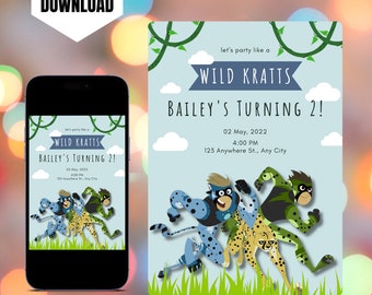 Editable Wild Kratts Invitation, Printable Wild Kratts Birthday Invitation Template, Digital Kids Party Invite, Wild Kratts Invite Canva