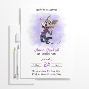Editable Chuck E Cheese Birthday Invitation: Printable Party Invite - Etsy