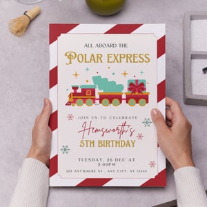 Editable Polar Express Birthday Invitation, Printable Polar Express ...