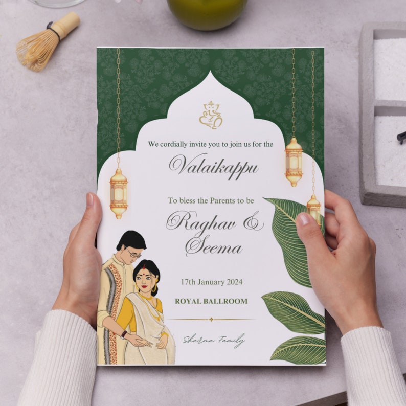 Editable Valaikappu Invitation Template Valaikappu Invite Printable Editable Valaikappu Invitation Template Valaikappu Invite Printable