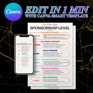Editable Sponsorship Level Flyer Template: Event & Sport Team (Canva)
