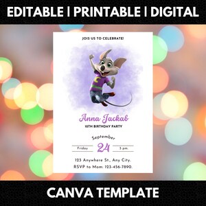 Editable Chuck E Cheese Birthday Invitation: Printable Party Invite - Etsy