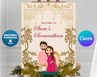 Customizable Seemantham Welcome Sign: Godh Bharai Decor