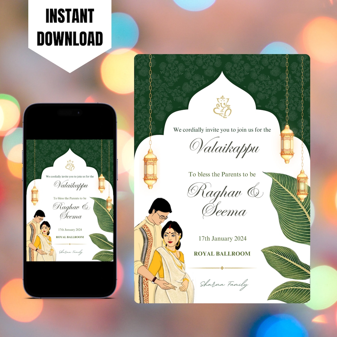 Editable Valaikappu Invitation Template Valaikappu Invite Printable