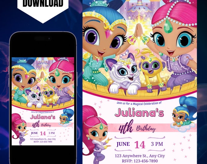 Shimmer and Shine Invitation // Shimmer and Shine Birthday // Shimmer ...
