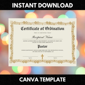 certificate template, Digital Download, Digital Prints, Unique Designs, Trendy Designs, Printable Template, Editable Templates, ordination, ministry certificate, church certificate, pastor ordination, Ordination Template, ordination certifica