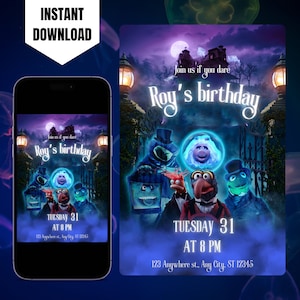 Editable Haunted Mansion Invitation, Printable Haunted Mansion Birthday Invitation, Digital Haunted Mansion Invite Canva Template