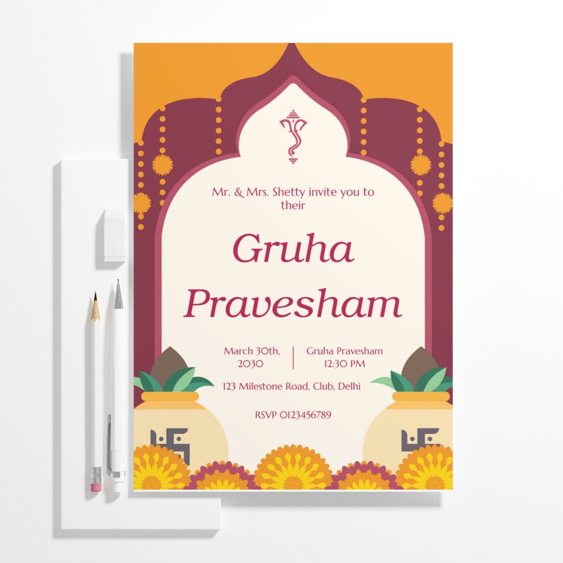 Editable Gruhapravesham Invitation Template (digital Download) - Etsy