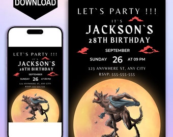 Editable Werewolf Birthday Invitation: Halloween Party Template
