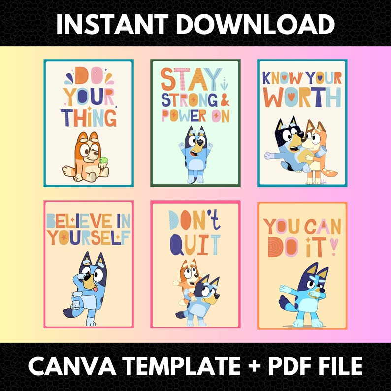 Editable Bluey Flashcards, Digital Bluey Calming Techniques Flashcards