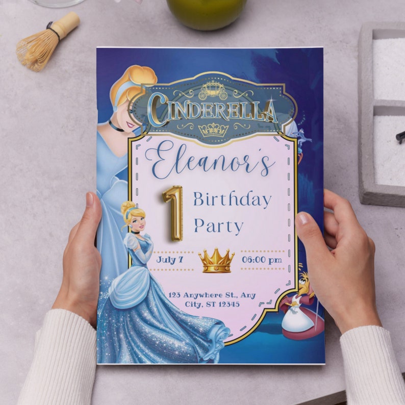 Editable Cinderella Birthday Invitation, Printable Cinderella
