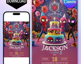 Spidey and Friends Birthday Invitation: Editable Superhero Party