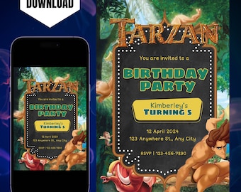 Editable Tarzan Birthday Invitation: Jungle Theme