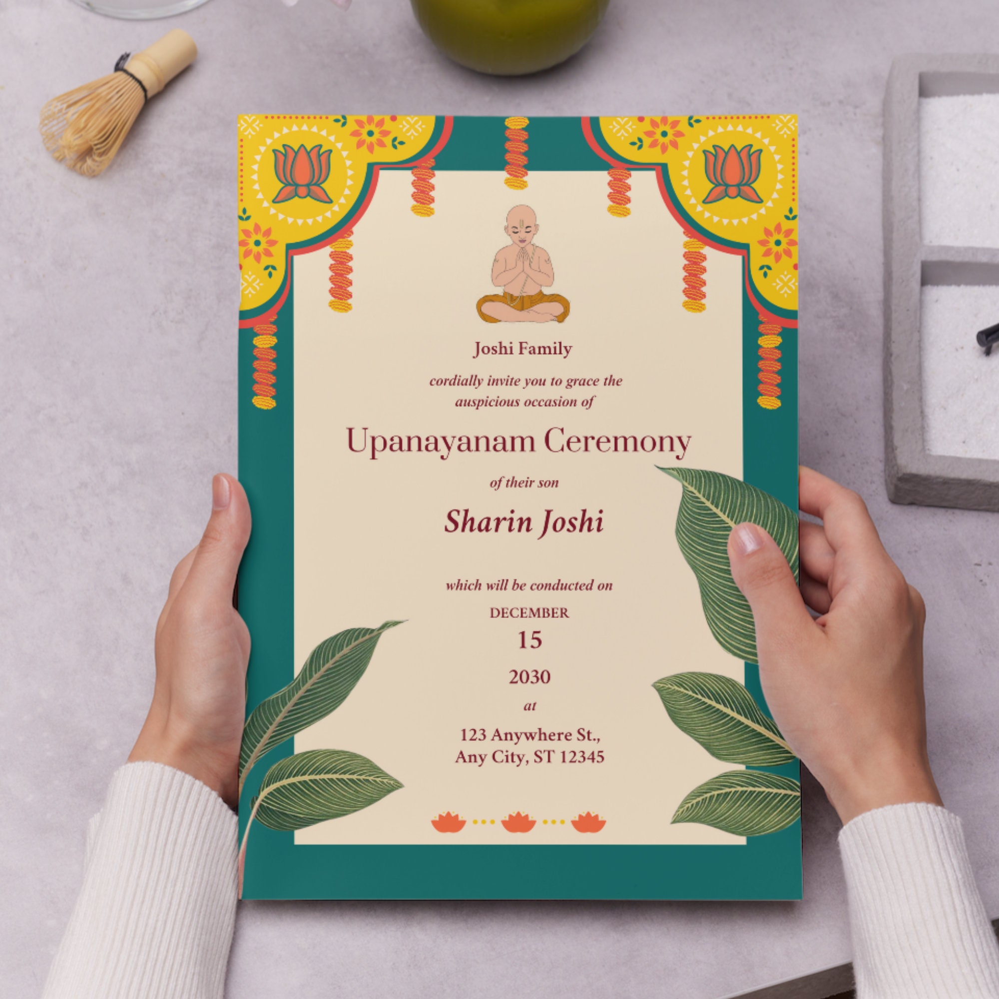 Editable Upanayanam Ceremony Invitation, Printable Thread Ceremony Editable Upanayanam Ceremony Invitation, Printable Thread Ceremony